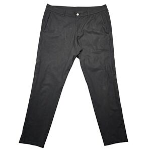 Lululemon Commission Pant Mens 38 Black Slim Chino‎ Golf Travel Stretch Office